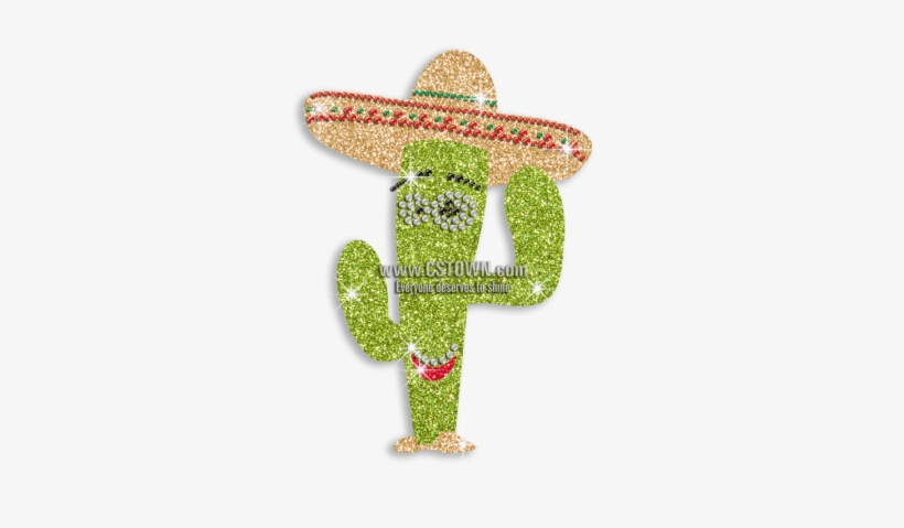 Cute Custom Cactus In A Hat Rhinestone Iron On Transfer - Cactus, transparent png