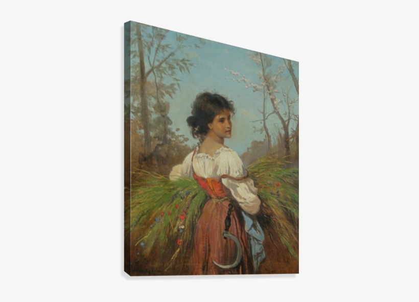 Girl With Scythe Canvas Print - Hermann David Salomon Corrodi, transparent png
