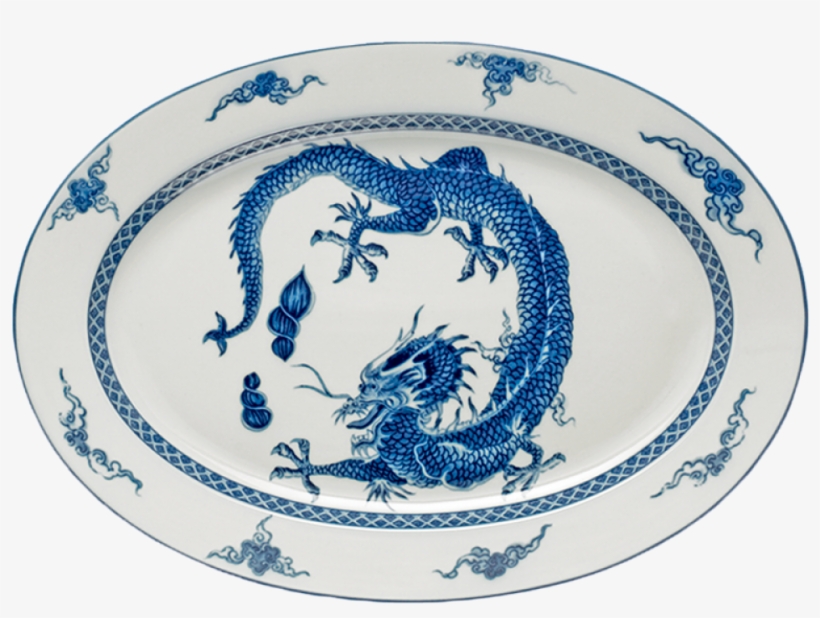 Mottahedeh Blue Dragon Oval Platter, transparent png
