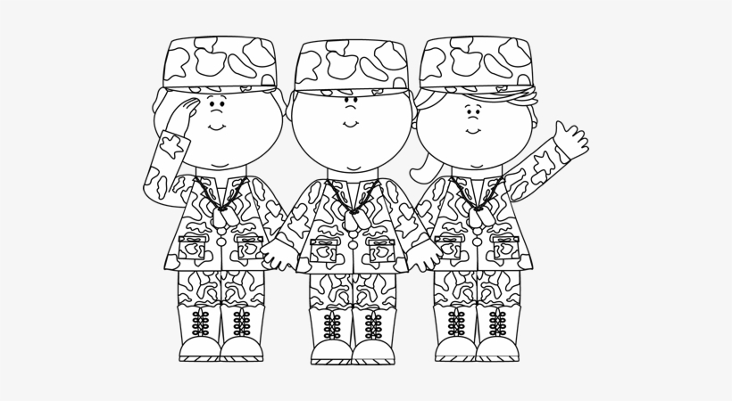 Black & White Group Of Soldiers Clip Art - Veterans Day Clipart Black