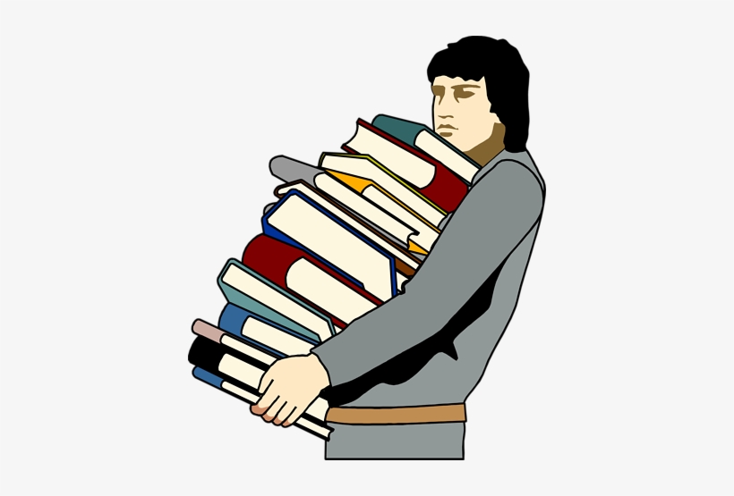 Stack Of Books Clipart - Carrying Lots Of Books, transparent png