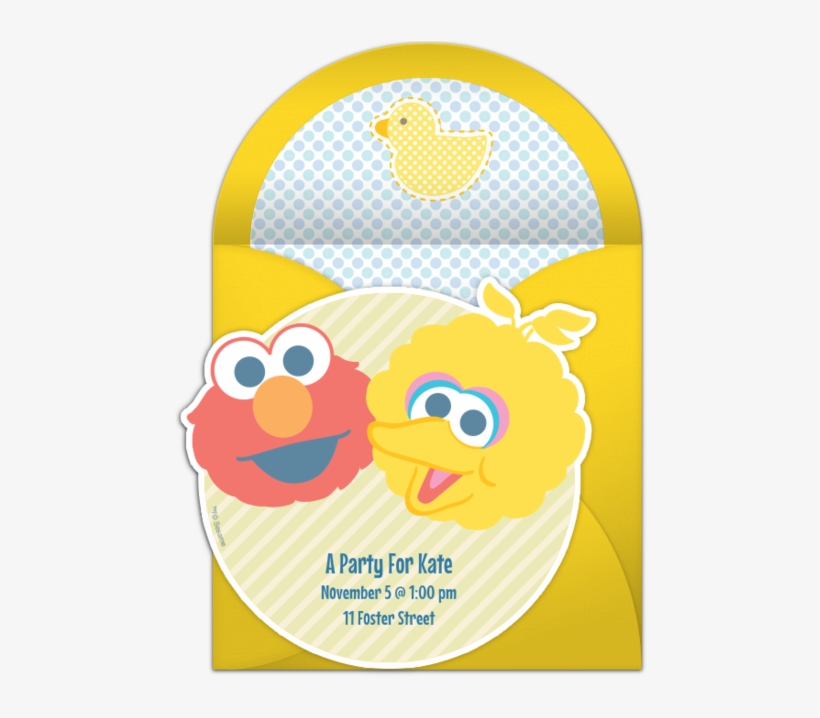 Baby Elmo And Big Bird Online Invitation - Birthday, transparent png