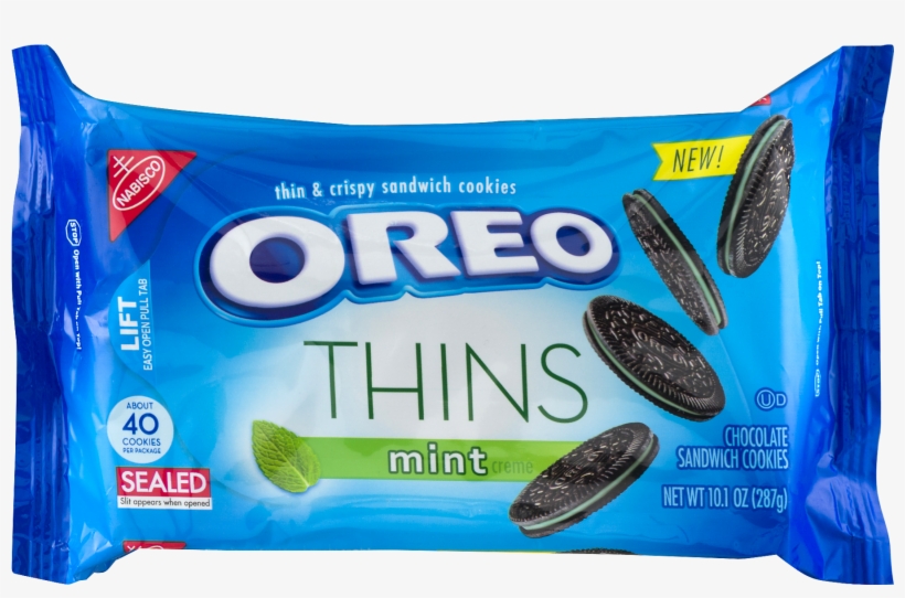 Oreo Thins Mint Crème Chocolate Sandwich Cookies, transparent png