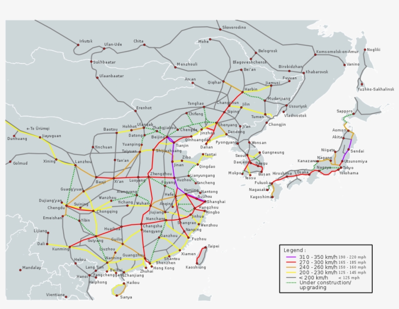 Operational High-speed Lines In East Asia - Great Pacific Garbage Patch Ocean Currents, transparent png