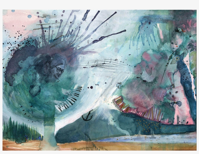Original Surrealistic Mixed Media Painting Of Musician - Music, transparent png