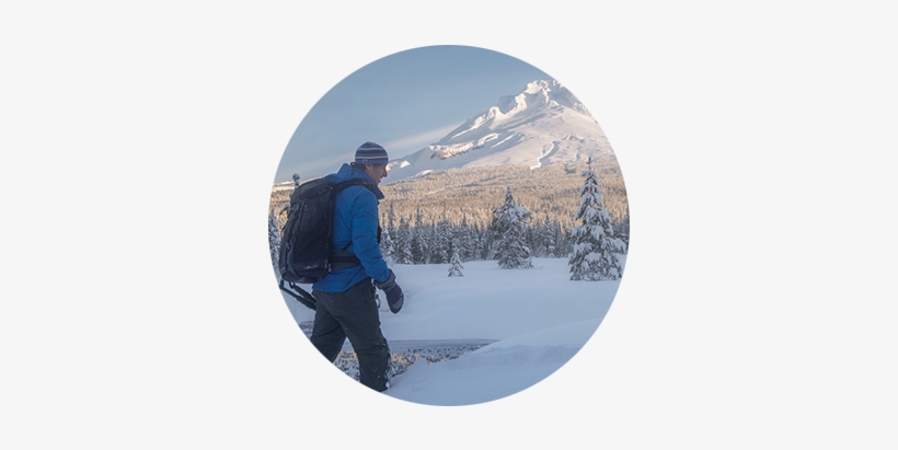 Snowshoer With Large Backpack Makes His Way Across - Mount Hood, transparent png