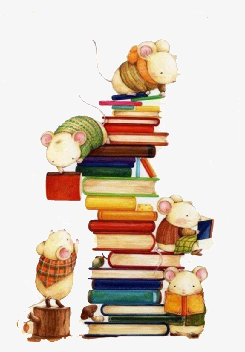 Fairy Tale Book Mouse Elf Pattern Element - Books Tower Illustration, transparent png