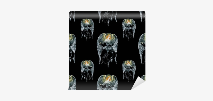 Beautiful Watercolor Angels With Wings Seamless Pattern - Watercolor Painting, transparent png