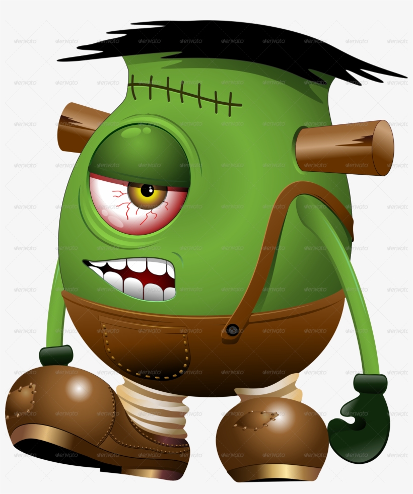 Frankenstein Monster One Eyed Cartoon By Bluedarkat - Frankenstein Cartoon, transparent png