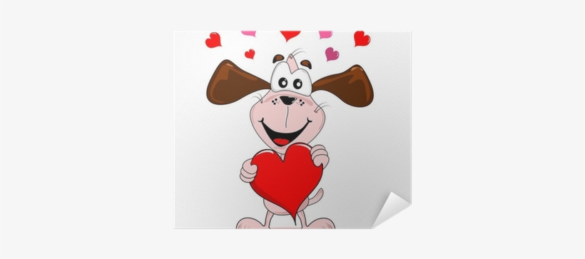 Cartoon Dog Holding A Large Red Love Heart Poster • - New Year 2012 Cartoon, transparent png