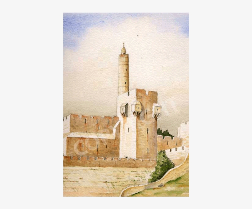 King David's Tower Jerusalem - Painting, transparent png