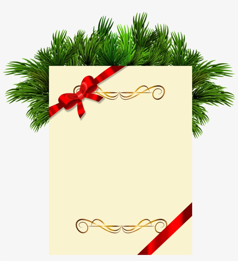 Christmas Blank With Pine Branches Png Clipart Picture - Cartão De Natal Em Png, transparent png