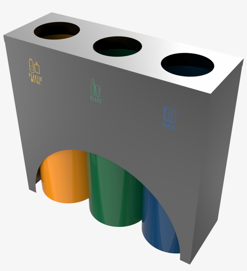 Modern Powder Coated Metal Recycle Bin Station - Plastic, transparent png