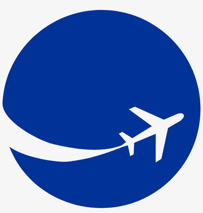 6461 Illustration Of An Airplane Silhouette On A Blue - Airplane In Circle Logo, transparent png