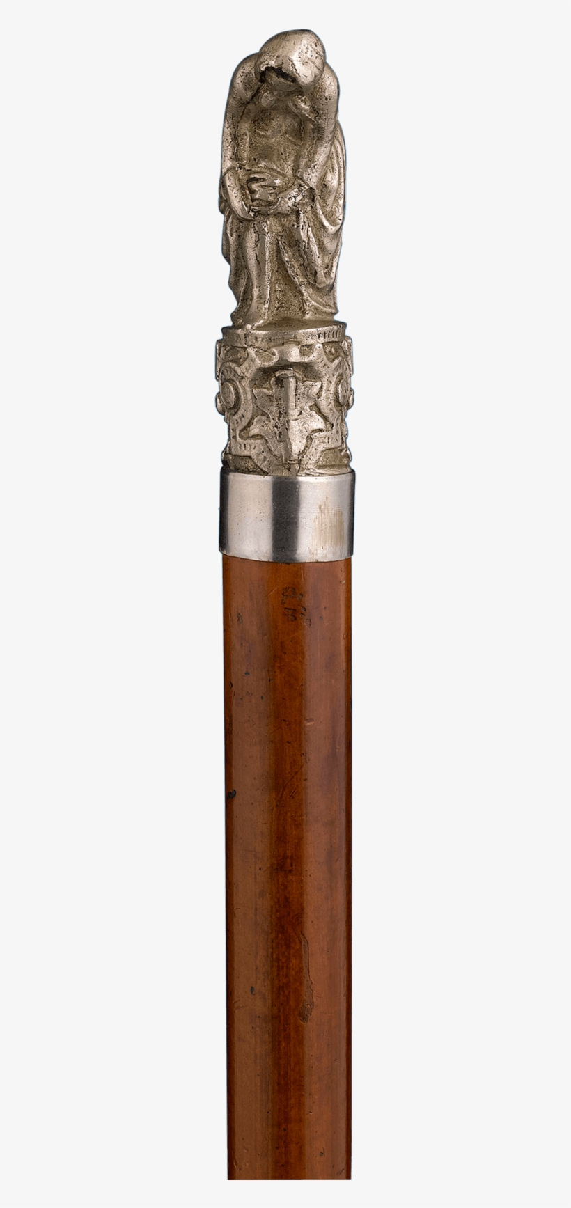Silvered Bronze Figural Cane - Bullet, transparent png