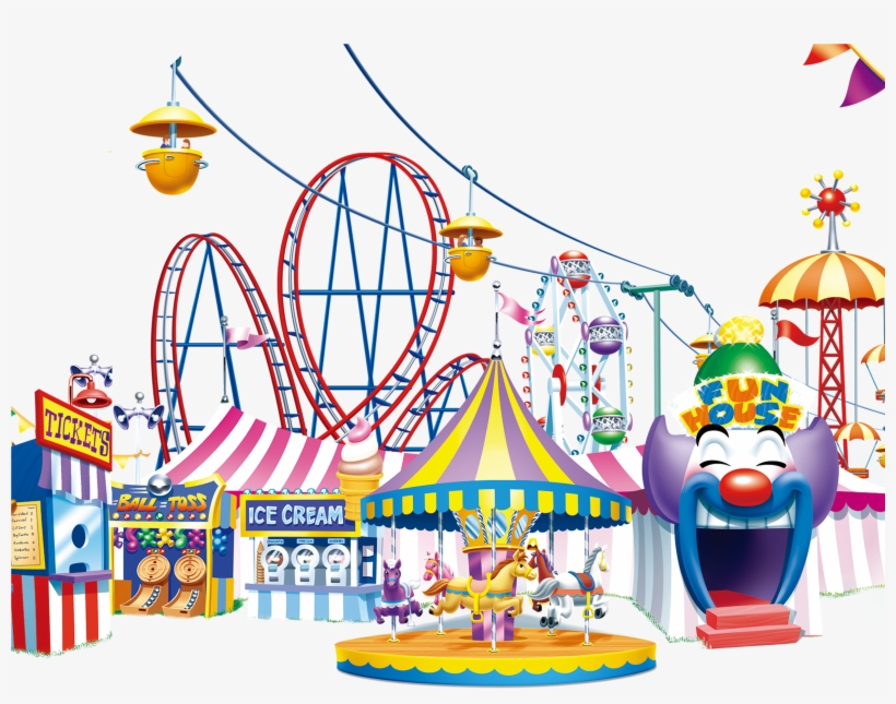 Jpg Free Amusement Park Happy Transprent - Amusement Park Background Cartoon Free, transparent png