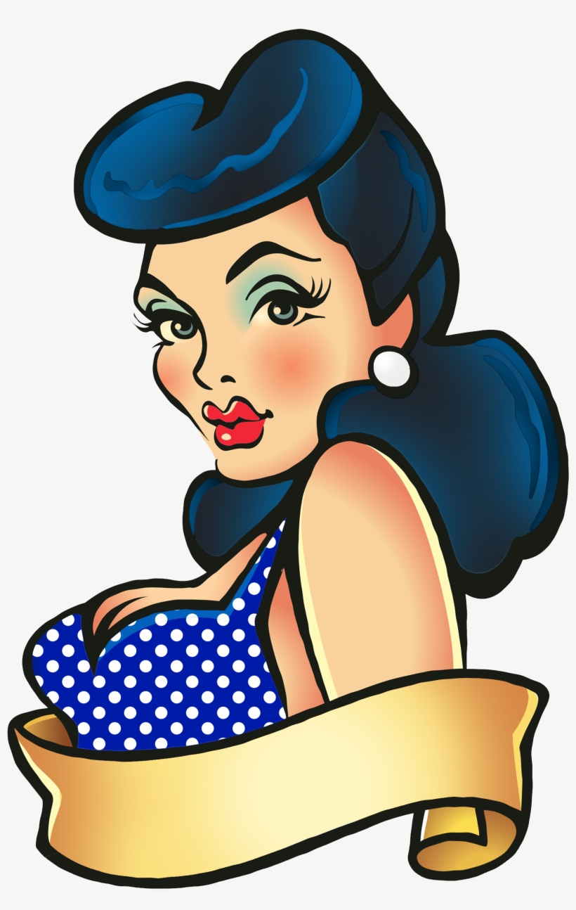 Black Hair Bettie Bang Paige Style Rockabilly Greaser - Pin Up Vector Png, transparent png