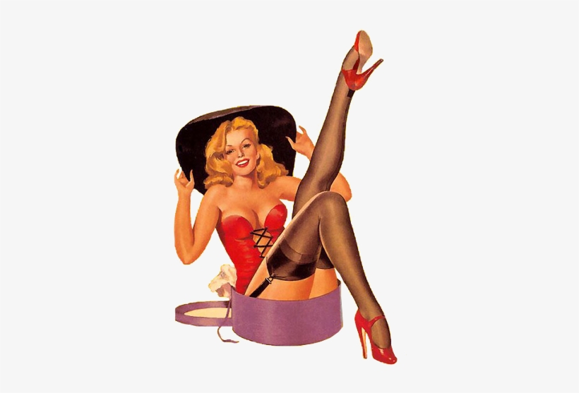 Vintage Pin Up Gif - Pinup Blonde Sitting In A Hat Box Canvas Art - (18, transparent png