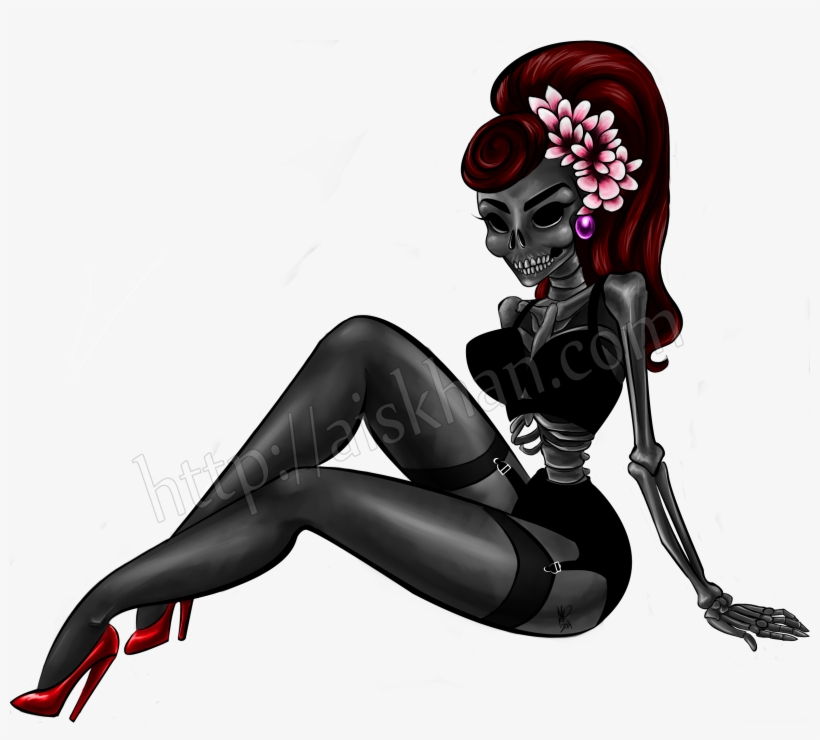 Skeleton Girl Pin Up, transparent png