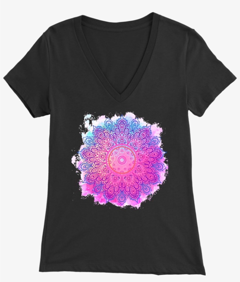 Mandalamerch Watercolor Wheel Womens V Neck - Shirt, transparent png