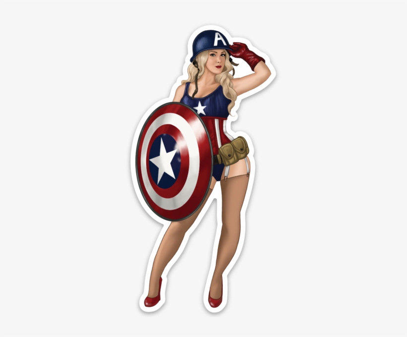 Pinup Captain America Sticker - Pin Up Captain America, transparent png