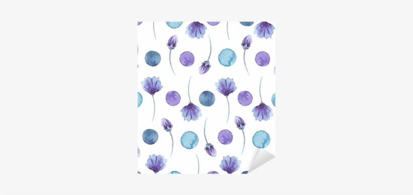 Watercolor Blue Flowers And Confetti Seamless Pattern - Watercolor Painting, transparent png