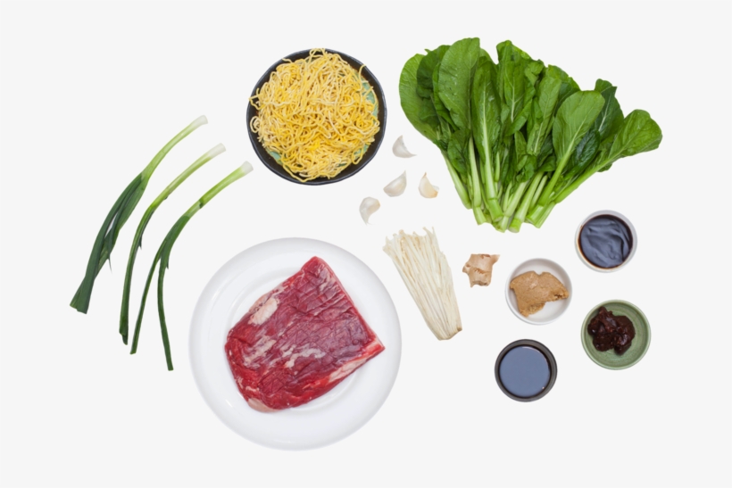 Beef Ramen Noodle Soup With Choy Sum And Enoki Mushrooms - Ramen Mushrooms, transparent png