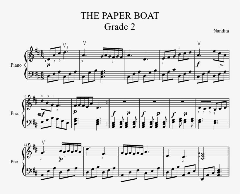 The Paper Boat Grade 2 Sheet Music Composed By Nandita - Heavenly Blue Violin Sheet Music, transparent png