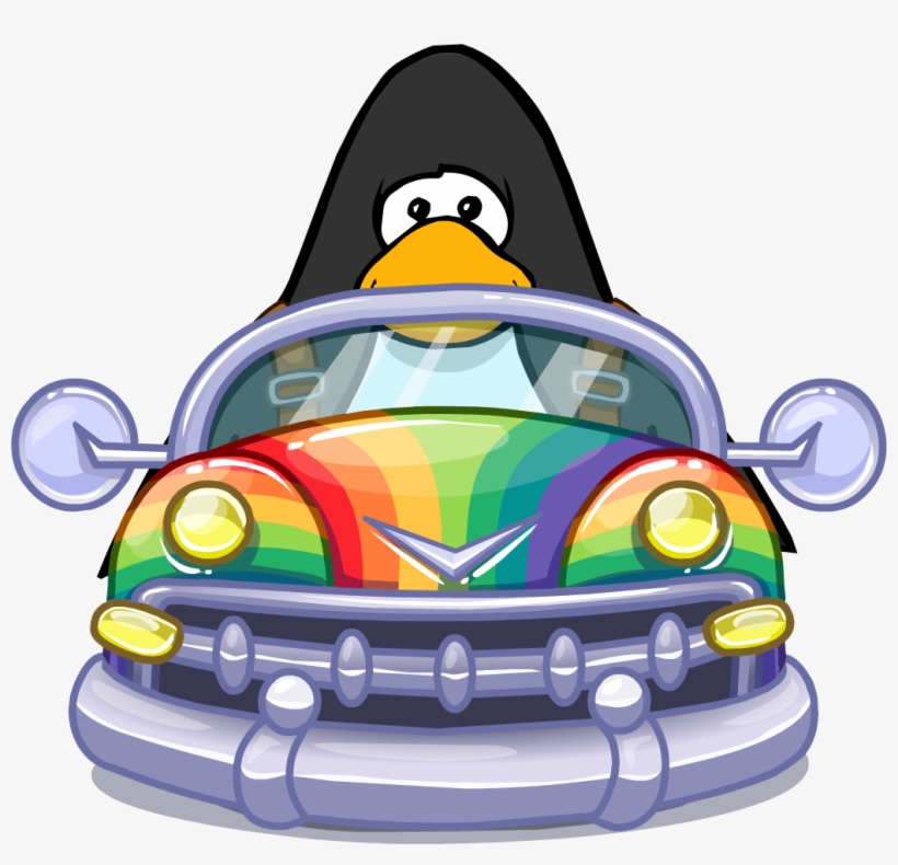 Rainbow Car On A Player Card - Rainbow Car Club Penguin, transparent png
