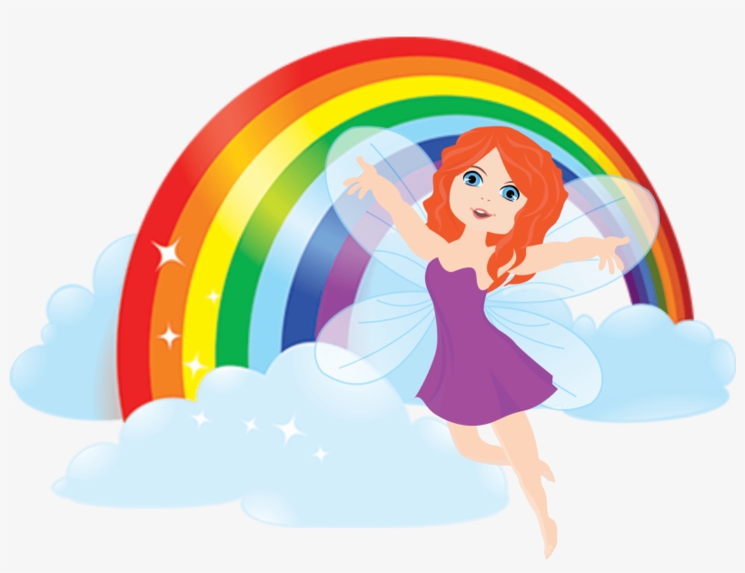 Purple Fairy With Rainbow - Rainbow In White Background, transparent png