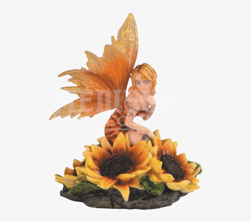 Bashful Sunflower Fairy Statue - Stealstreet Ss-g-91652 Orange Winged Kneeling Fairy, transparent png