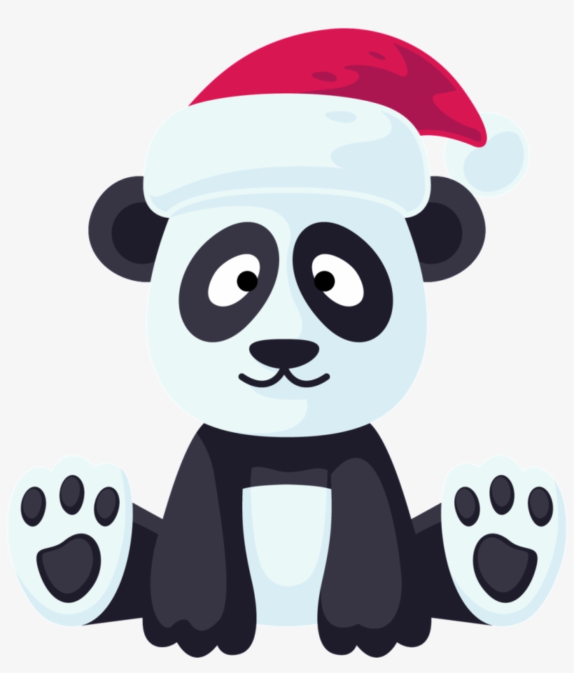 Pandtransparent Cartoon Sitting In A Christmas Hat - Giant Panda, transparent png