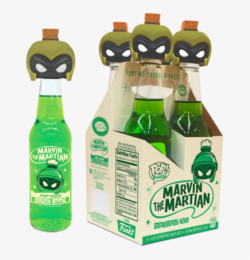 Marvin The Martian Bottle Toppers & Strawberry Kiwi - Funko Pop Soda, transparent png