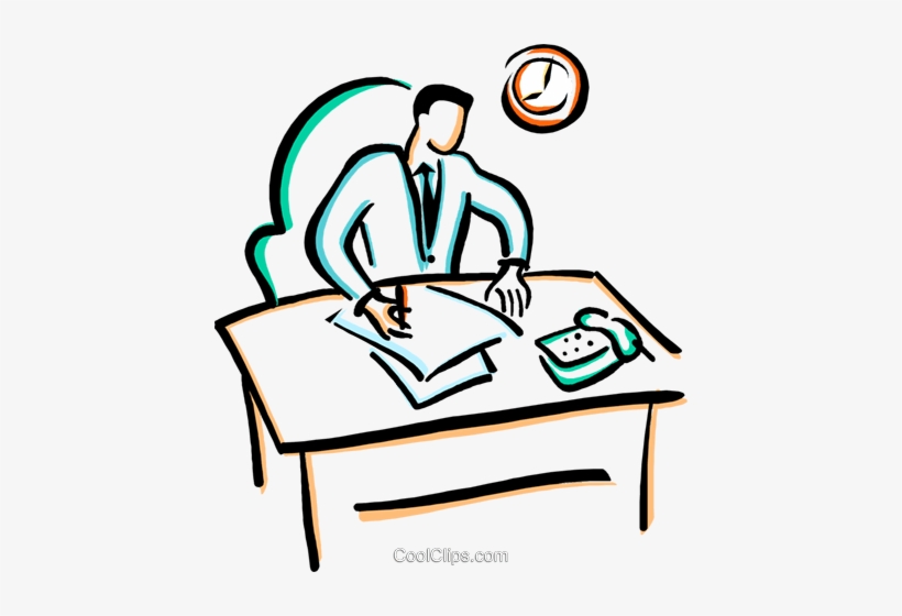 Office Worker Doing Paper Work Royalty Free Vector - Working Clipart Transparent, transparent png