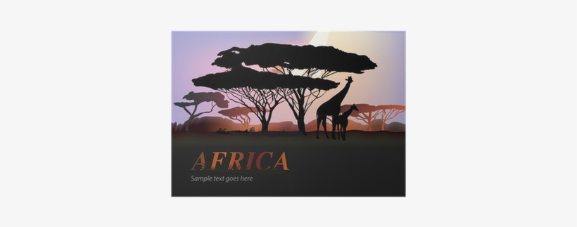 Africa Elephants Silhouette With Tree And Orange Sun - Silhouette, transparent png
