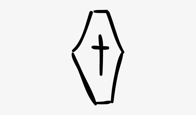 Coffin Hand Drawn Shape With A Cross Vector - Drawn Coffin, transparent png