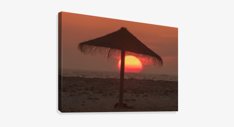 Silhouette Of A Beach Umbrella On The Beach With A - Printscapes Wall Art: 36" X 24" Canvas Print With Black, transparent png