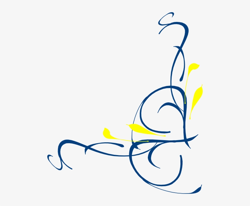 Floral Swirl Blue And Yellow Clip Art - Swirl Png, transparent png