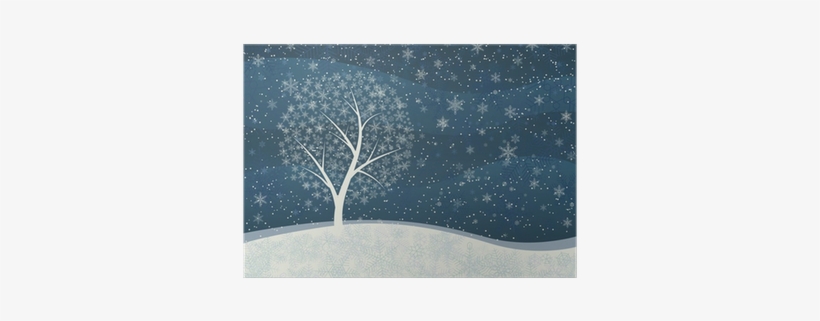 Winter Card Of Snowfall With Snowy Tree - Stock Photography, transparent png