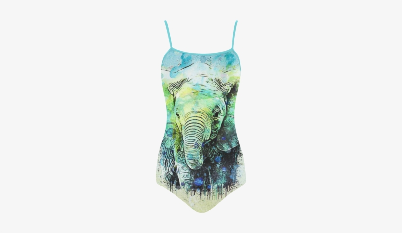 Watercolor Elephant Strap Swimsuit - Watercolor Elephant Watercolor Elephant Oval Ornament, transparent png