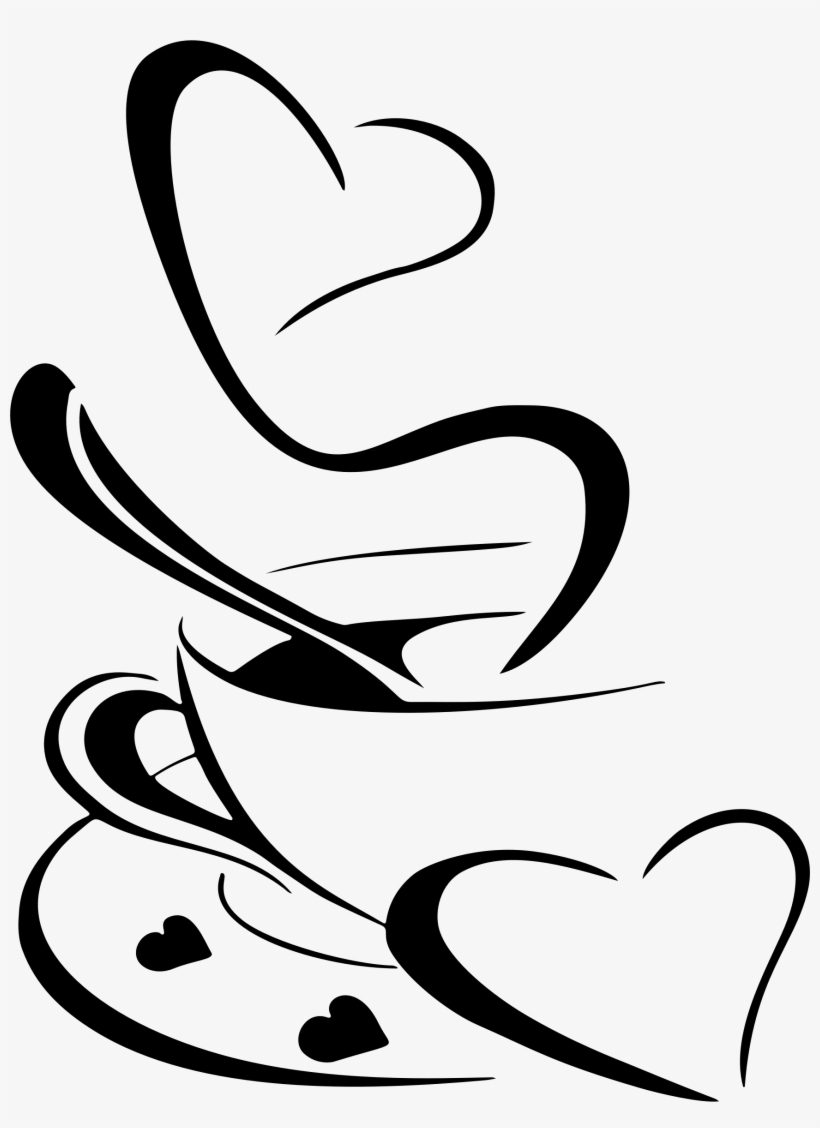 Coffee Clipart Black And White Heart - Coffee Heart Png, transparent png