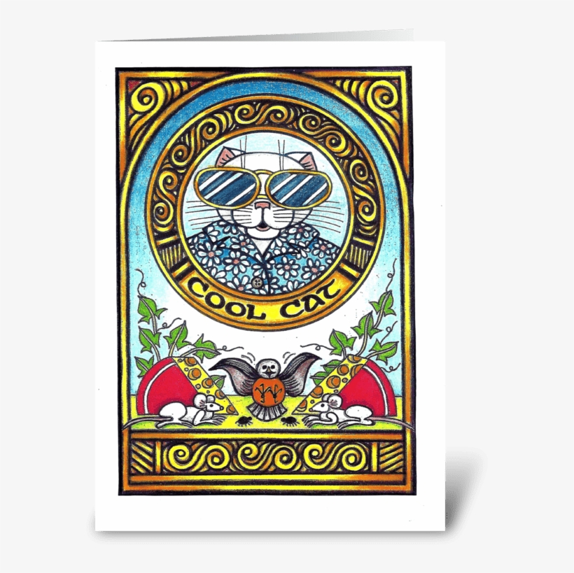 Cool Cat Greeting Card - Greeting Card, transparent png