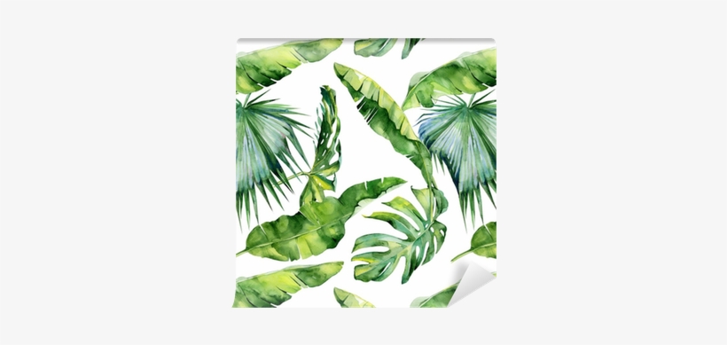 Seamless Watercolor Illustration Of Tropical Leaves, - Graphite Pickleball Paddle (leaf), transparent png