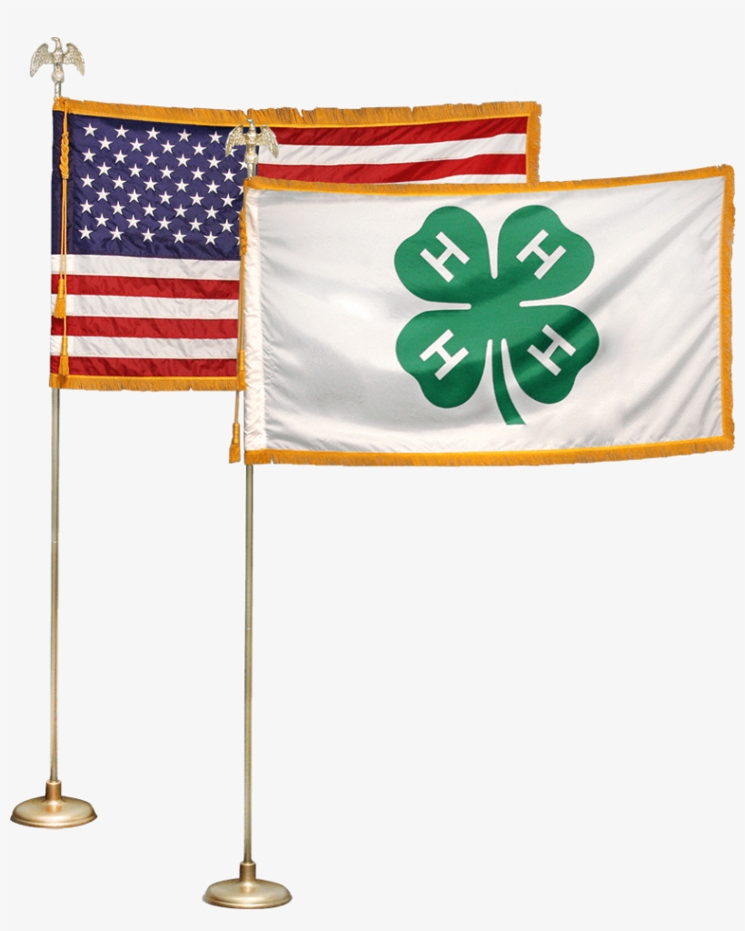 4' X 6' Mounted 4-h And Usa Flag Set - 4 H Flag And American Flag, transparent png