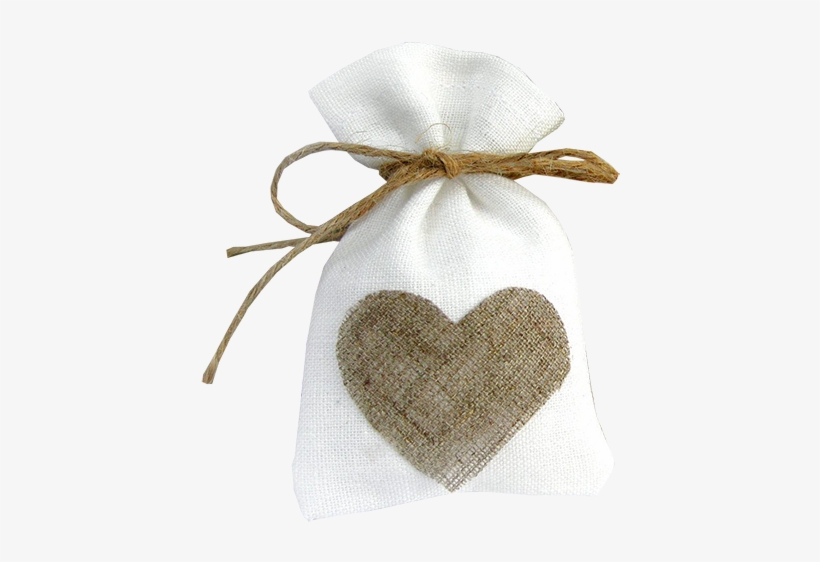 Cute Jute Wedding Favour Bag With Heart - Heart, transparent png