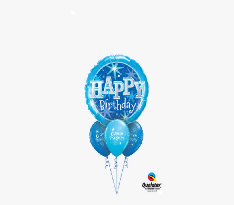 Blue Sparkle Birthday Bouquet Funtastic Balloon Creations - Blue Happy Birthday Balloons, transparent png