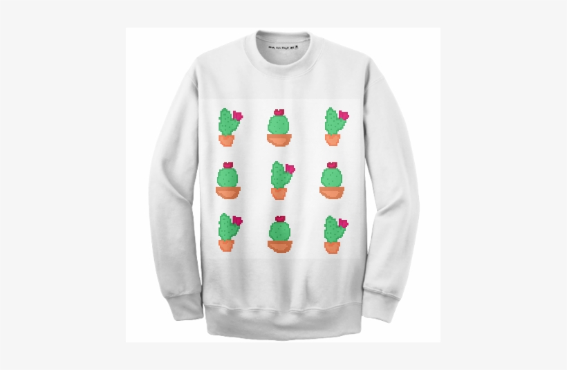 Pixel Cacti Print Sweatshirt $68 - Sweater, transparent png