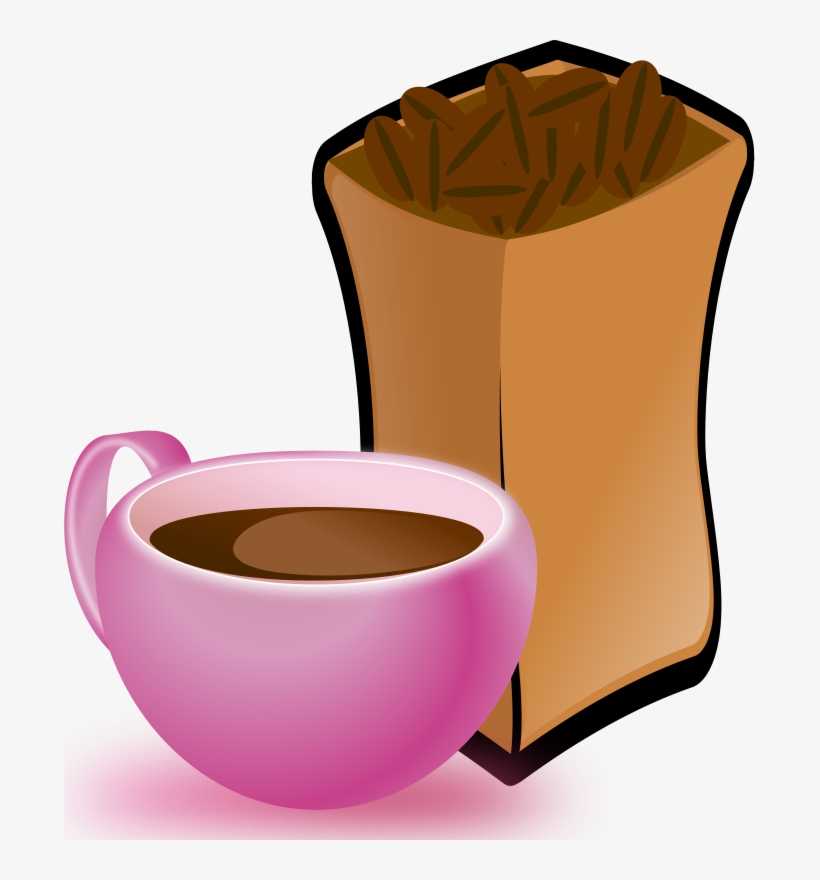 Cup Of Coffee With Sack Of Coffee Beans - Coffee Beans Clip Art, transparent png