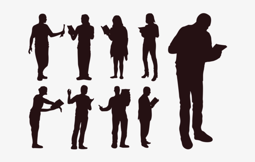 People Reading A Poem Silhouettes - Poetry Reading Silhouette, transparent png
