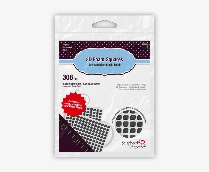 3d Foam Squares Black Small Size - 3l Red Double Sided Tape Applicator Refill E-z Runner, transparent png